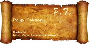 Popp Taksony névjegykártya